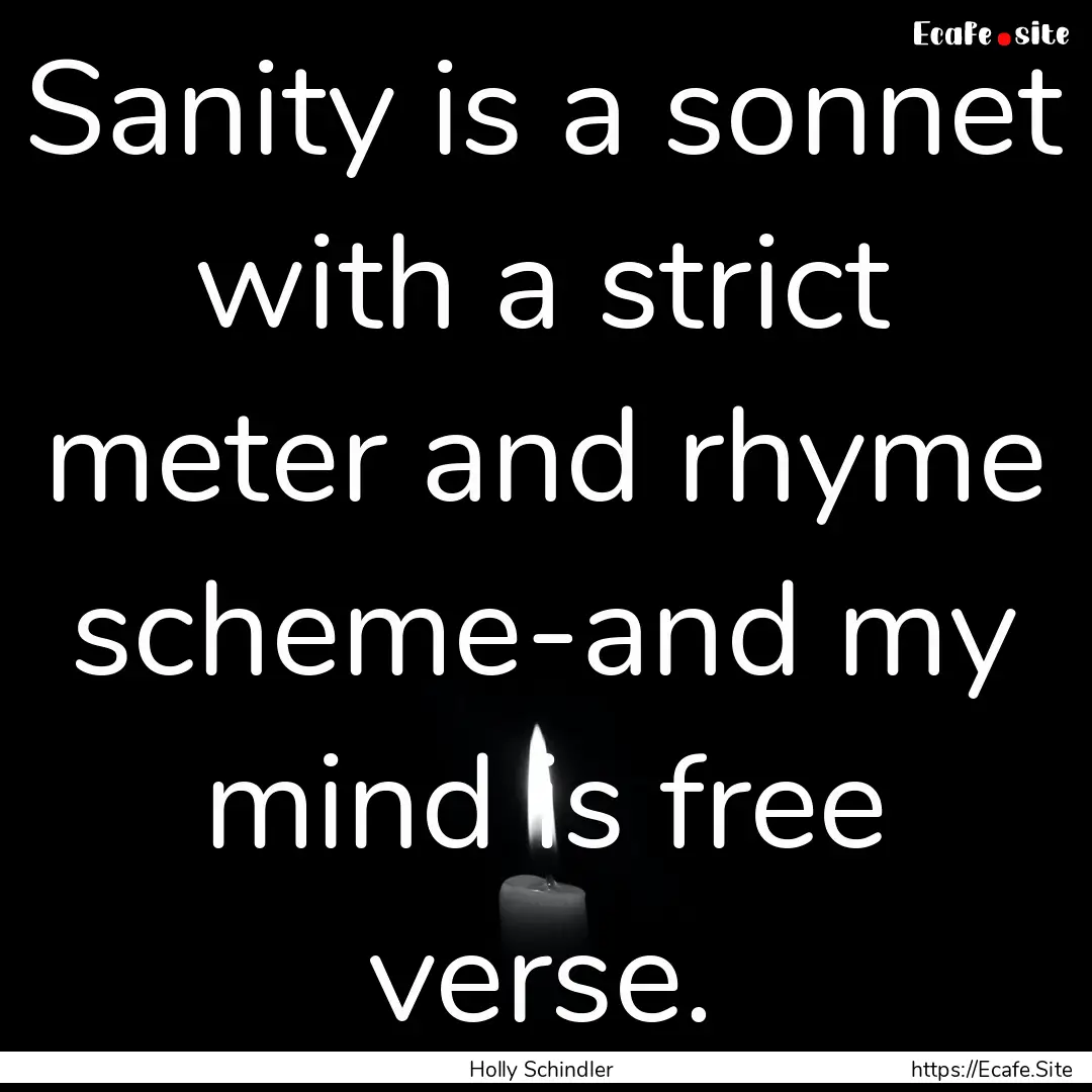 Sanity is a sonnet with a strict meter and.... : Quote by Holly Schindler