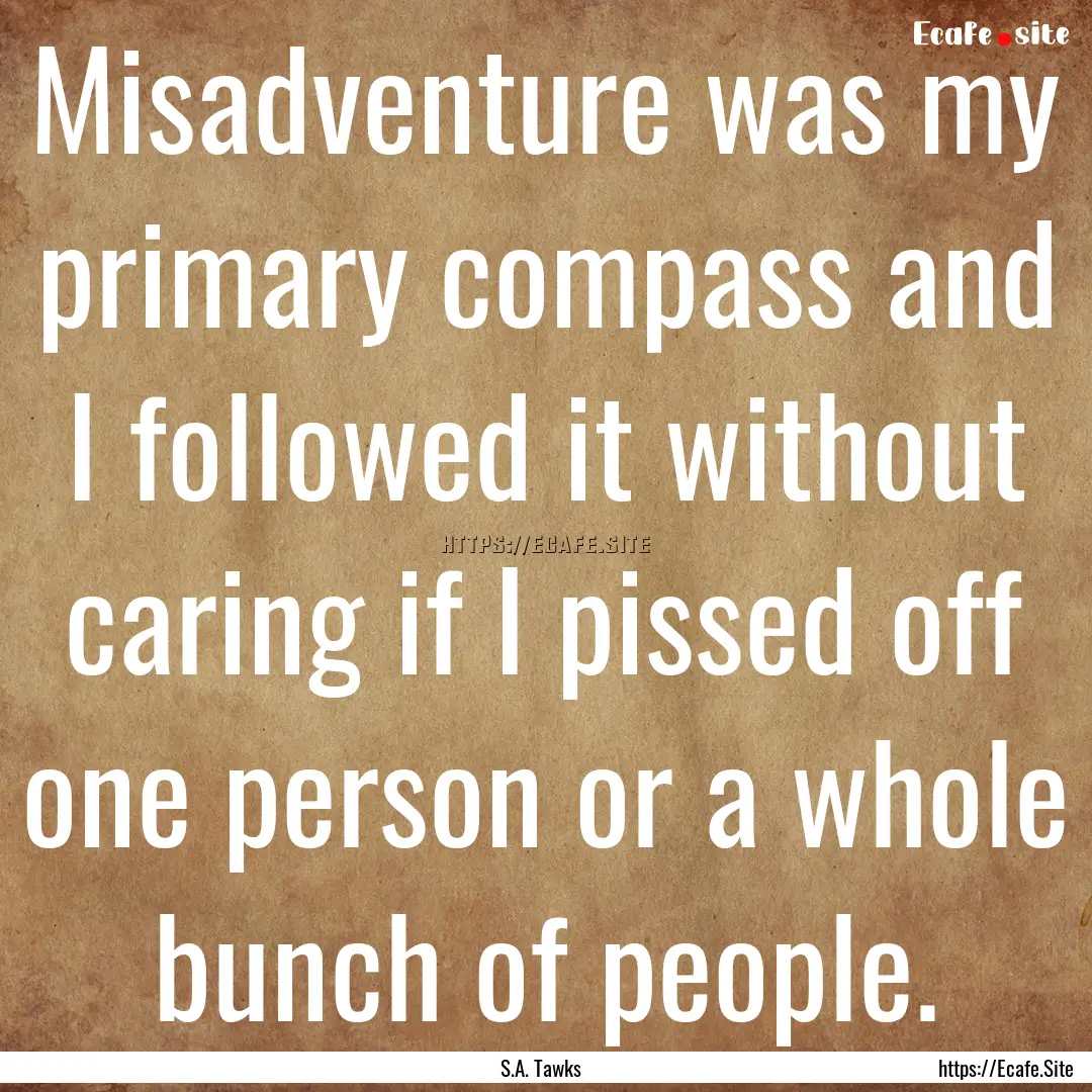 Misadventure was my primary compass and I.... : Quote by S.A. Tawks