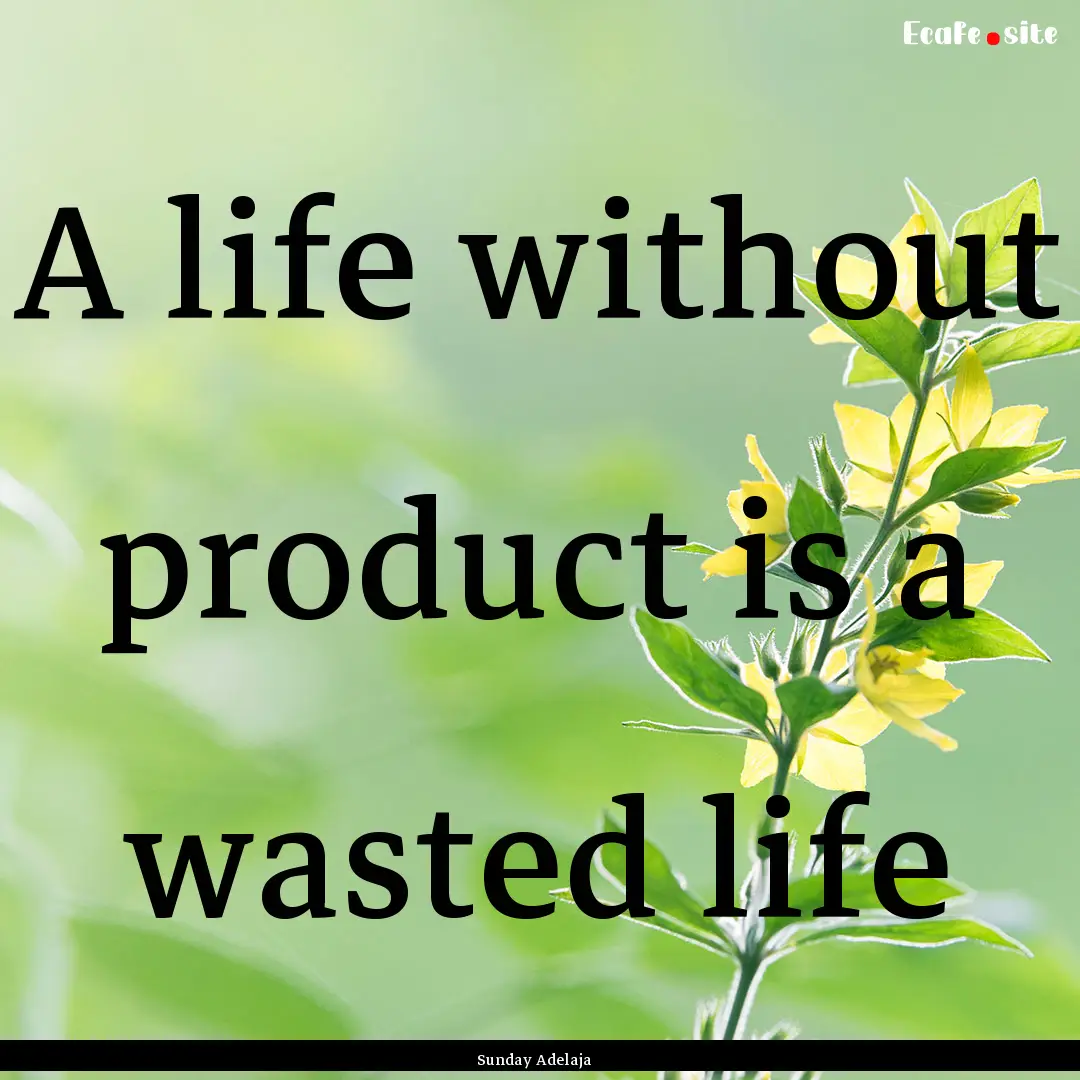 A life without product is a wasted life : Quote by Sunday Adelaja