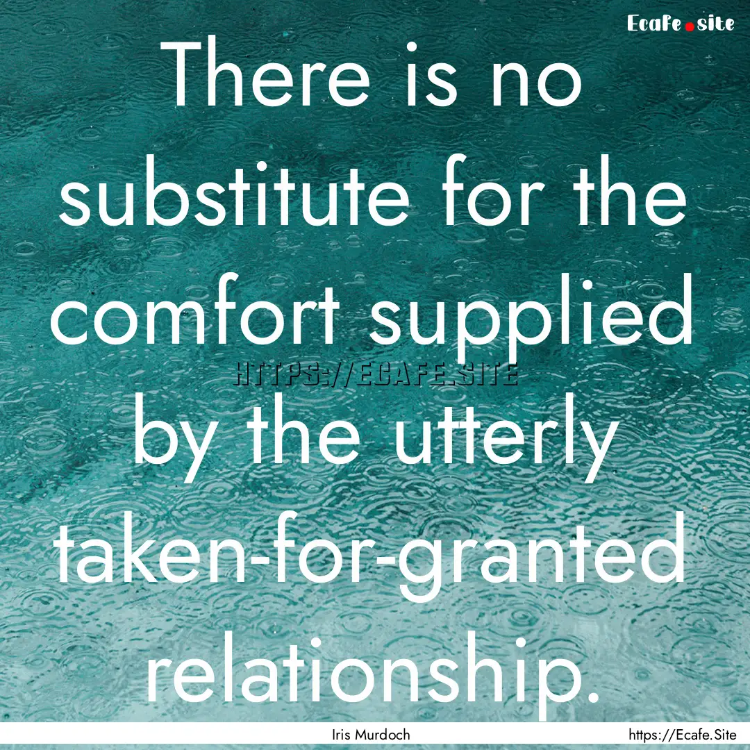 There is no substitute for the comfort supplied.... : Quote by Iris Murdoch