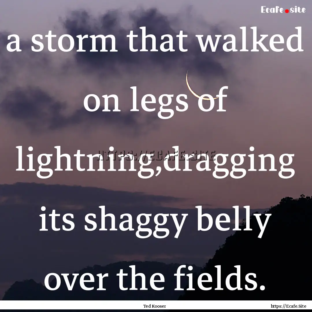 a storm that walked on legs of lightning,dragging.... : Quote by Ted Kooser