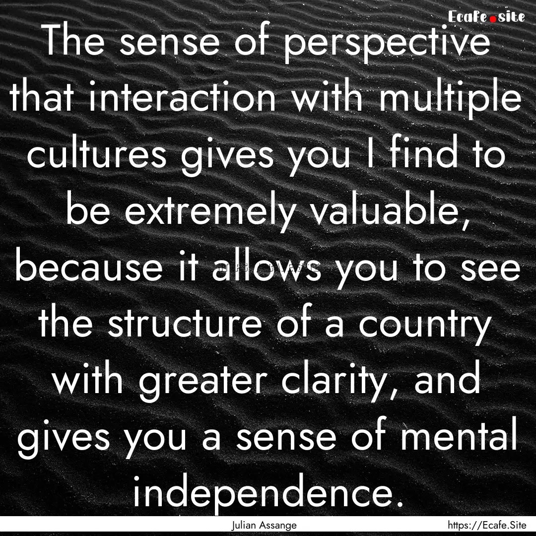 The sense of perspective that interaction.... : Quote by Julian Assange