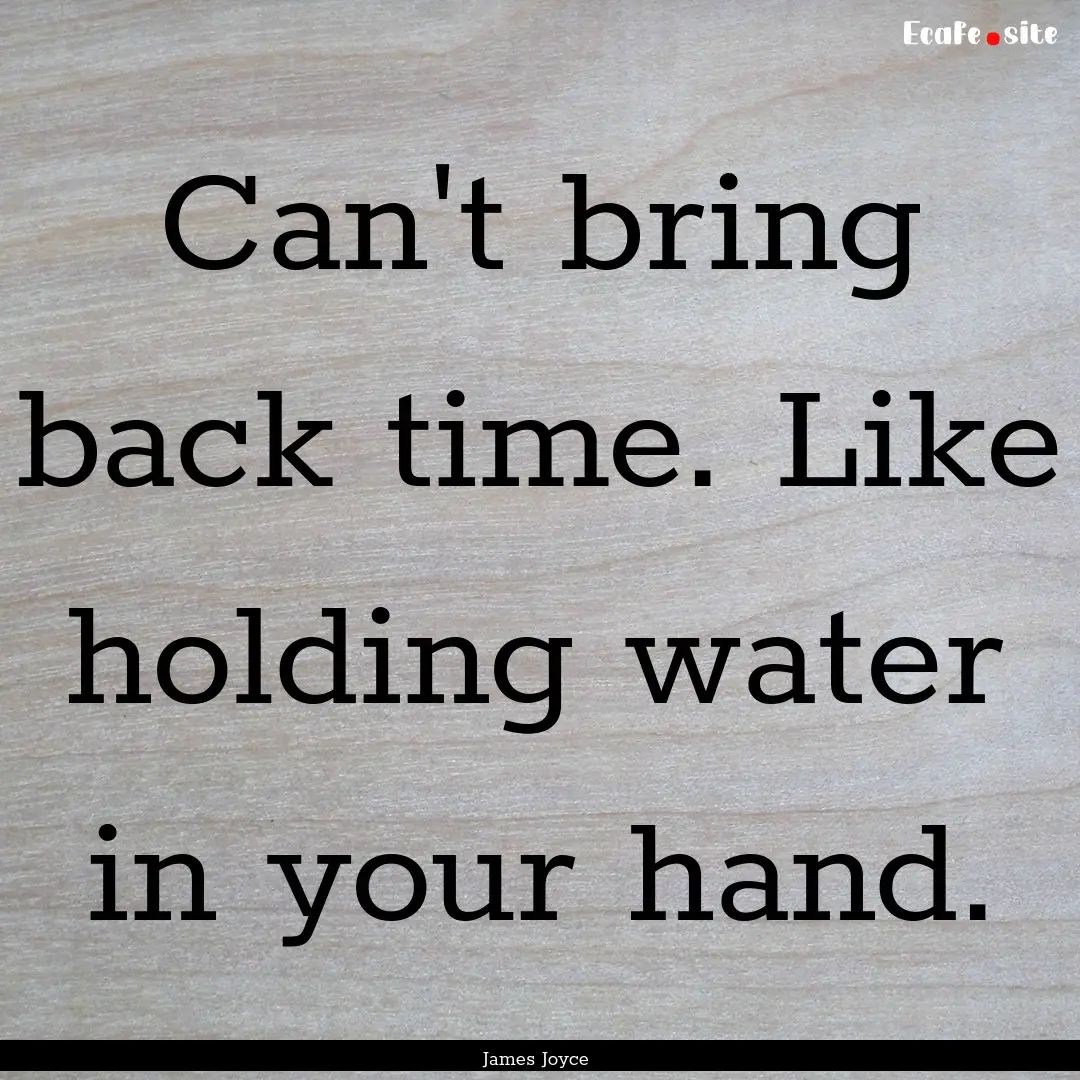 Can't bring back time. Like holding water.... : Quote by James Joyce