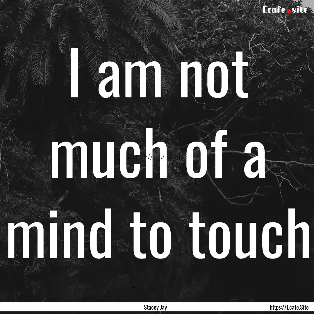 I am not much of a mind to touch : Quote by Stacey Jay