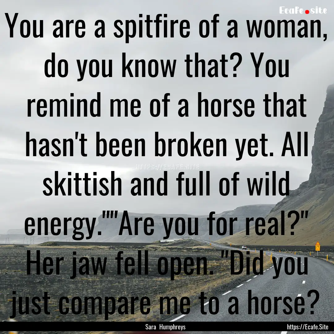 You are a spitfire of a woman, do you know.... : Quote by Sara Humphreys