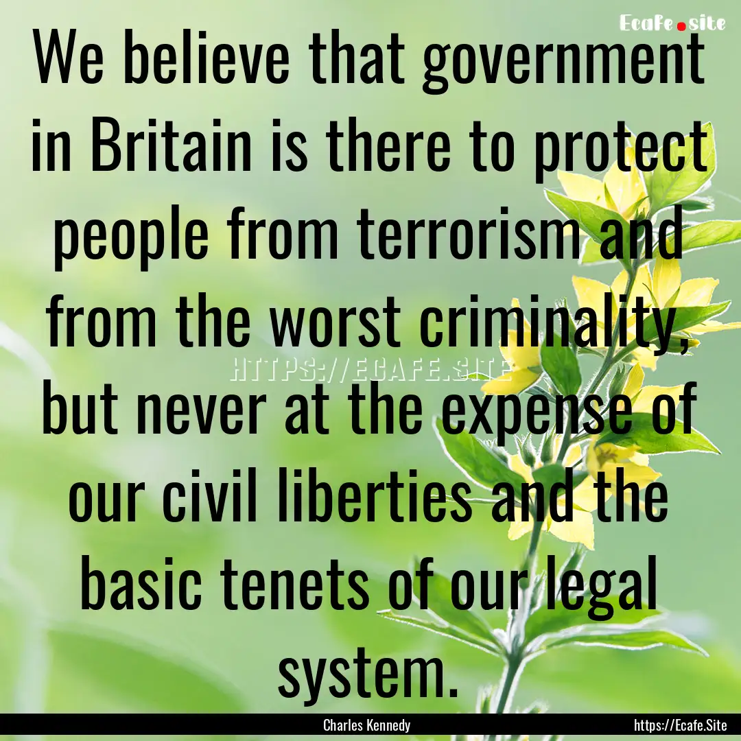 We believe that government in Britain is.... : Quote by Charles Kennedy