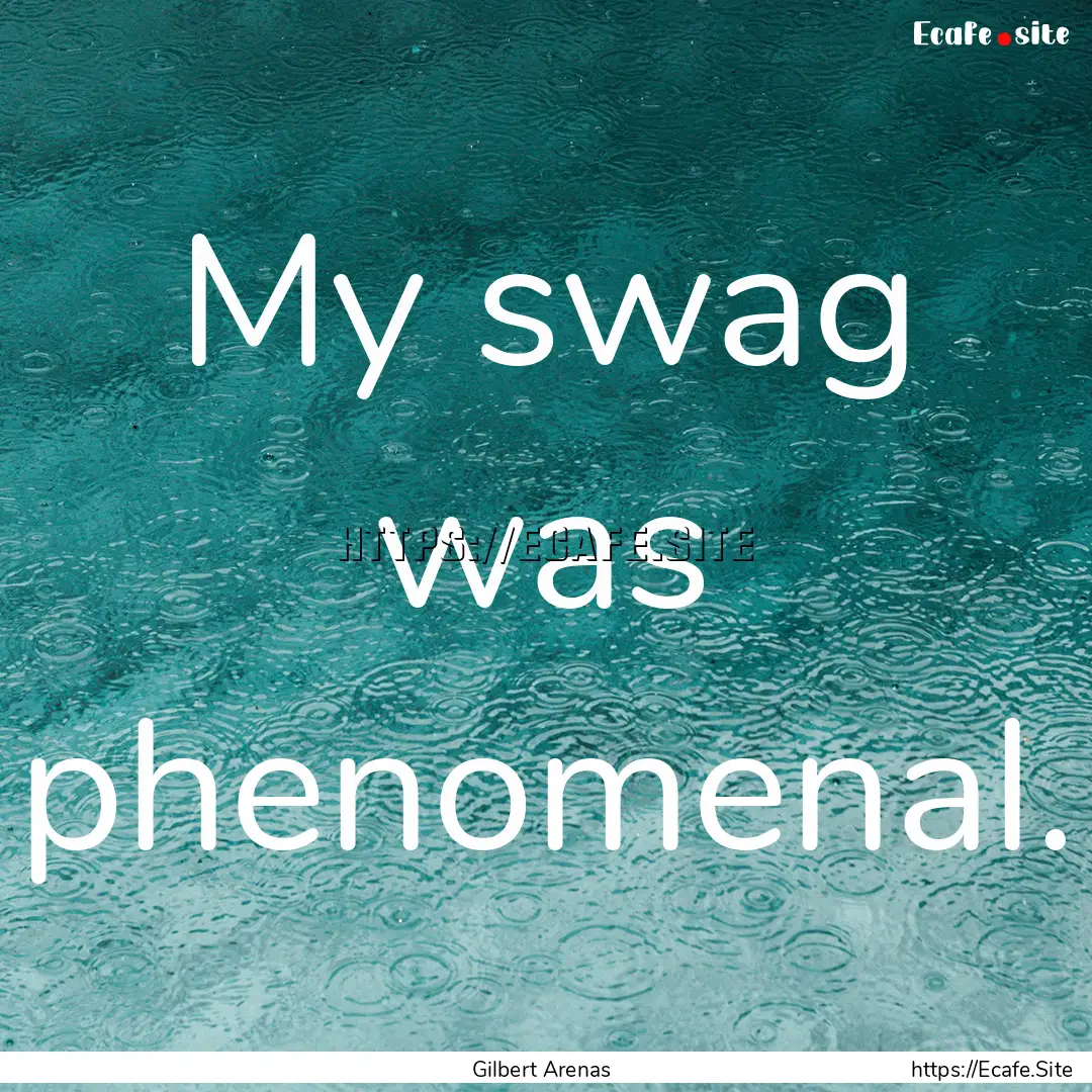 My swag was phenomenal. : Quote by Gilbert Arenas