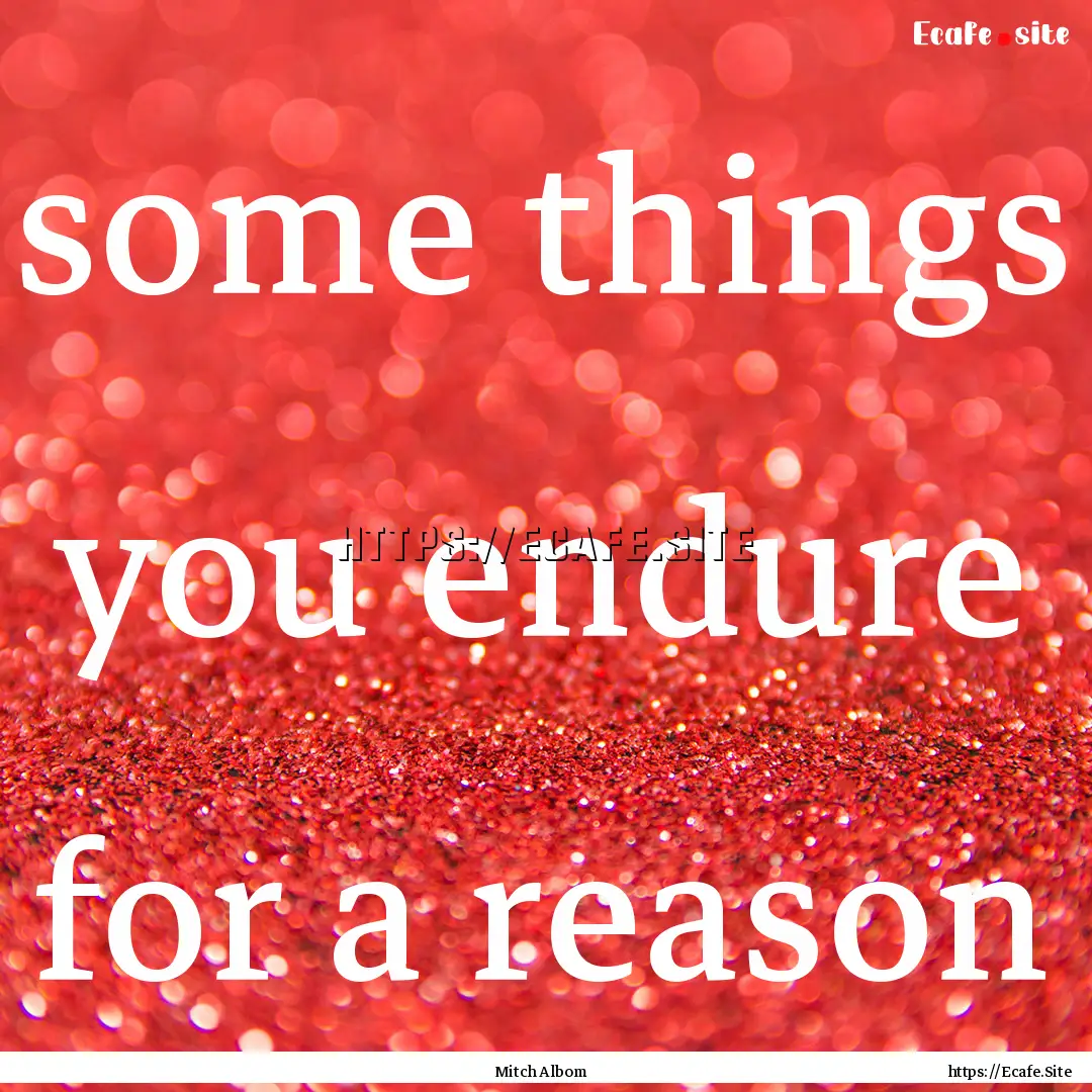 some things you endure for a reason : Quote by Mitch Albom