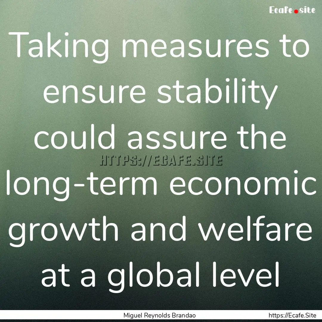 Taking measures to ensure stability could.... : Quote by Miguel Reynolds Brandao