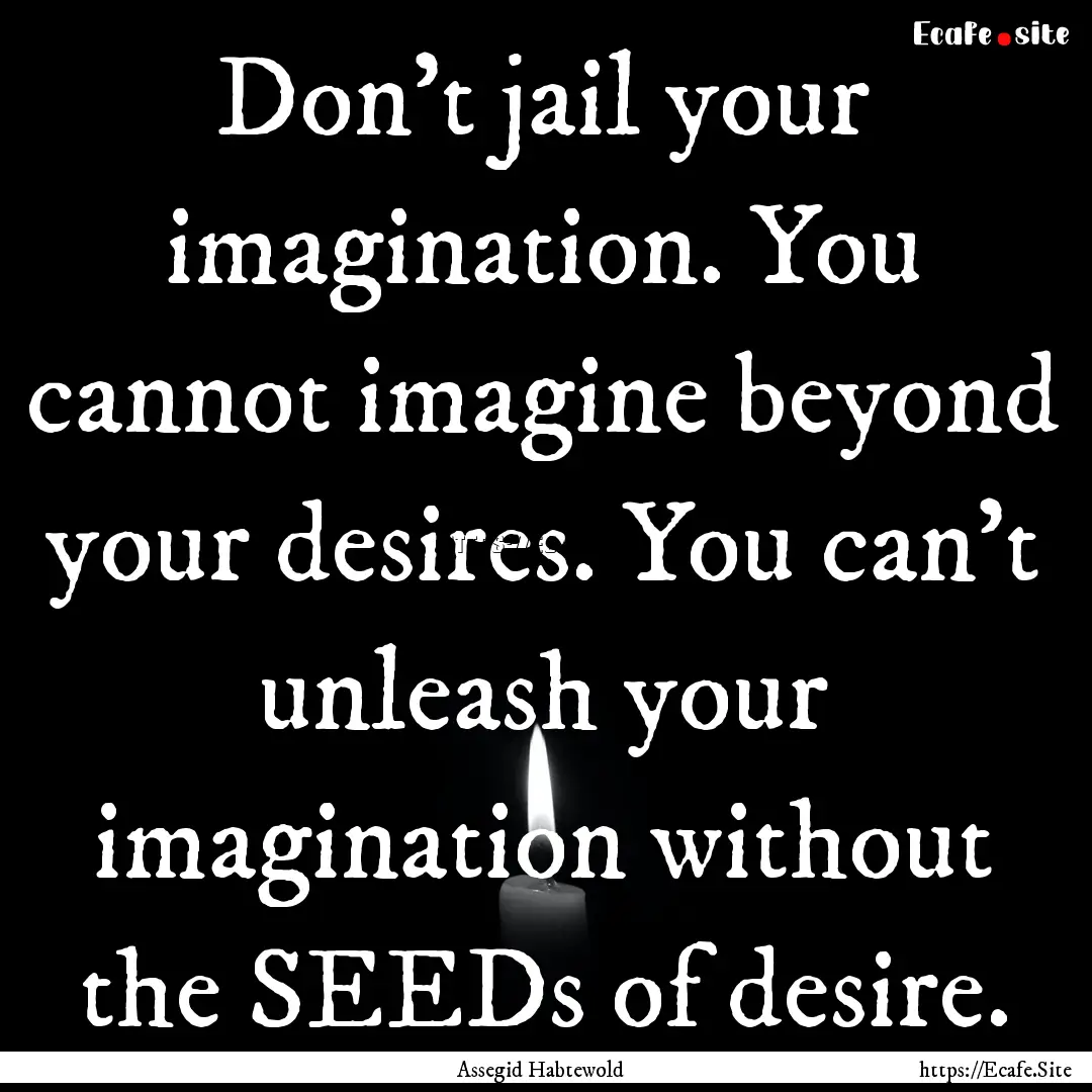 Don’t jail your imagination. You cannot.... : Quote by Assegid Habtewold