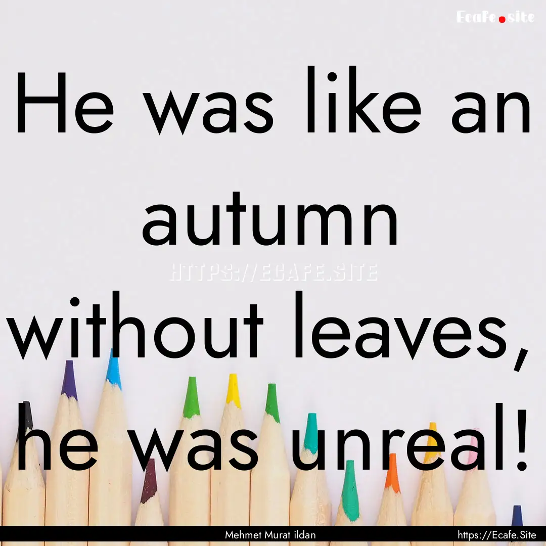 He was like an autumn without leaves, he.... : Quote by Mehmet Murat ildan