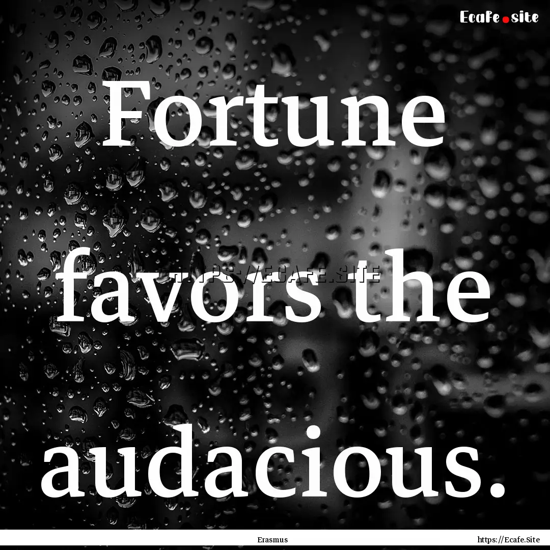 Fortune favors the audacious. : Quote by Erasmus