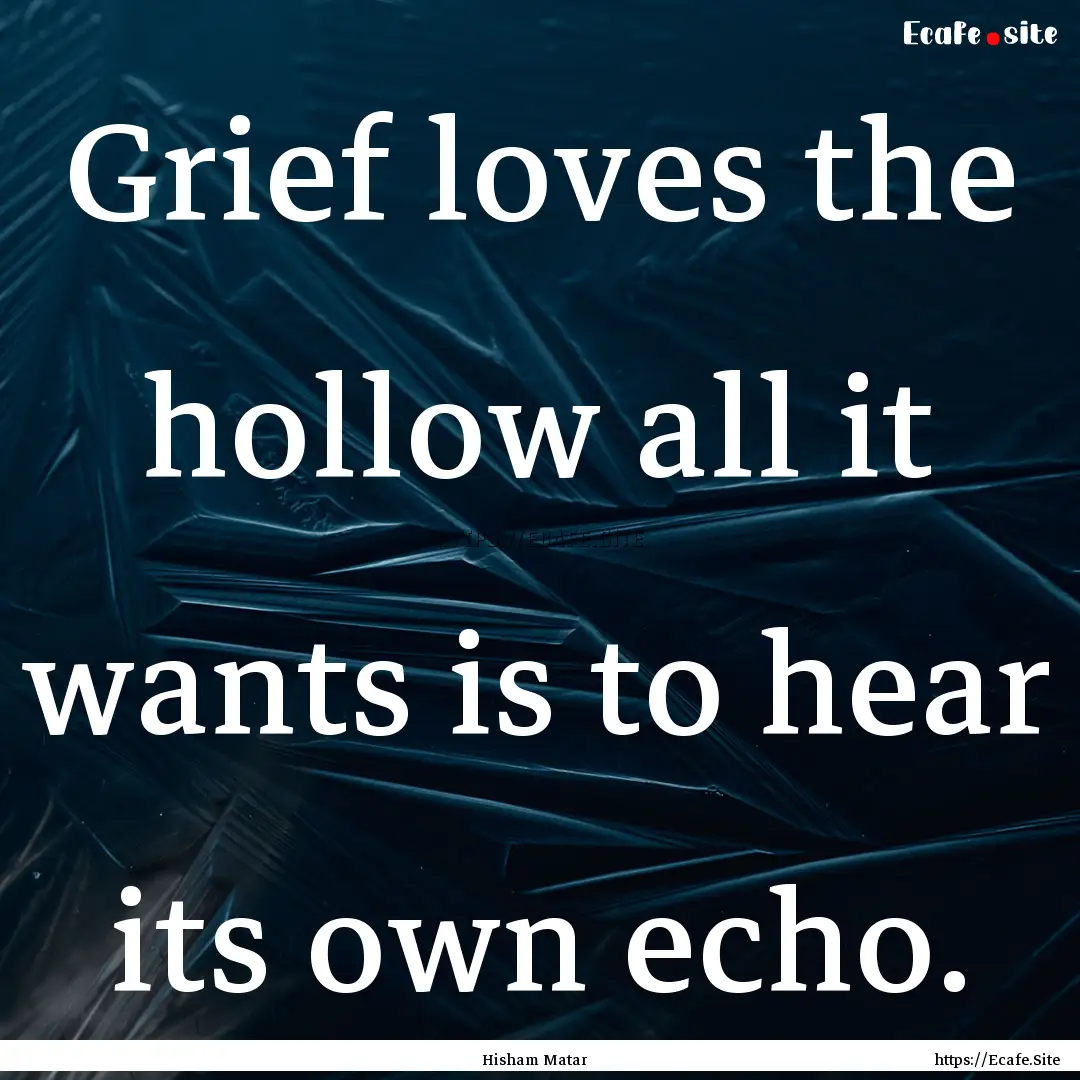 Grief loves the hollow all it wants is to.... : Quote by Hisham Matar