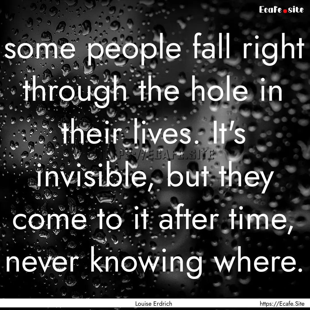 some people fall right through the hole in.... : Quote by Louise Erdrich