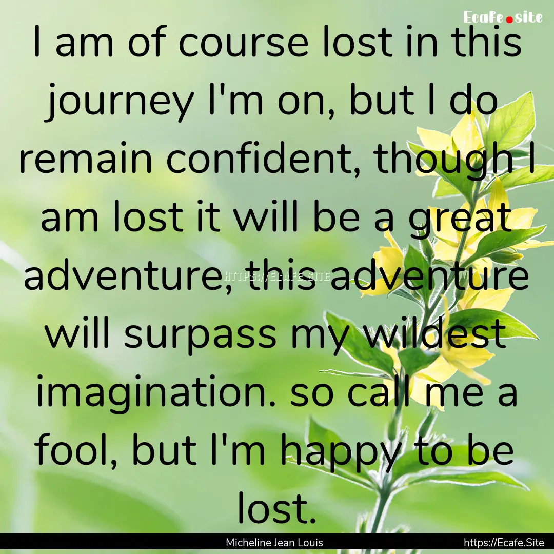 I am of course lost in this journey I'm on,.... : Quote by Micheline Jean Louis