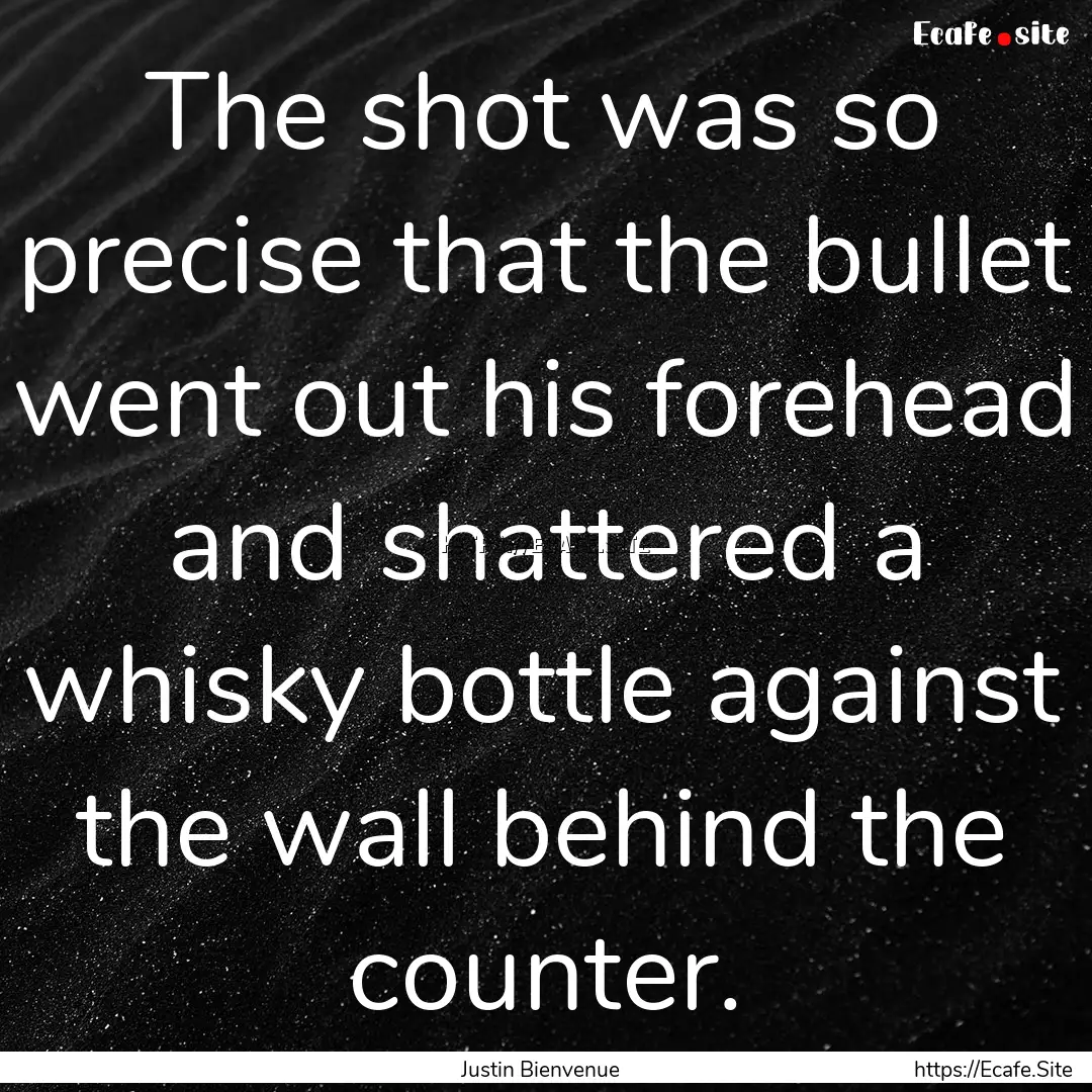 The shot was so precise that the bullet went.... : Quote by Justin Bienvenue