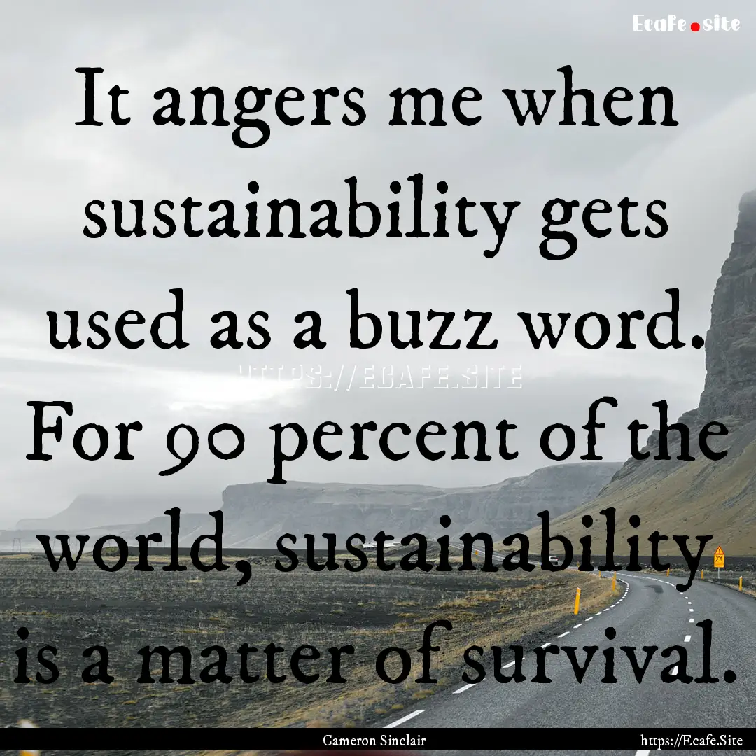 It angers me when sustainability gets used.... : Quote by Cameron Sinclair