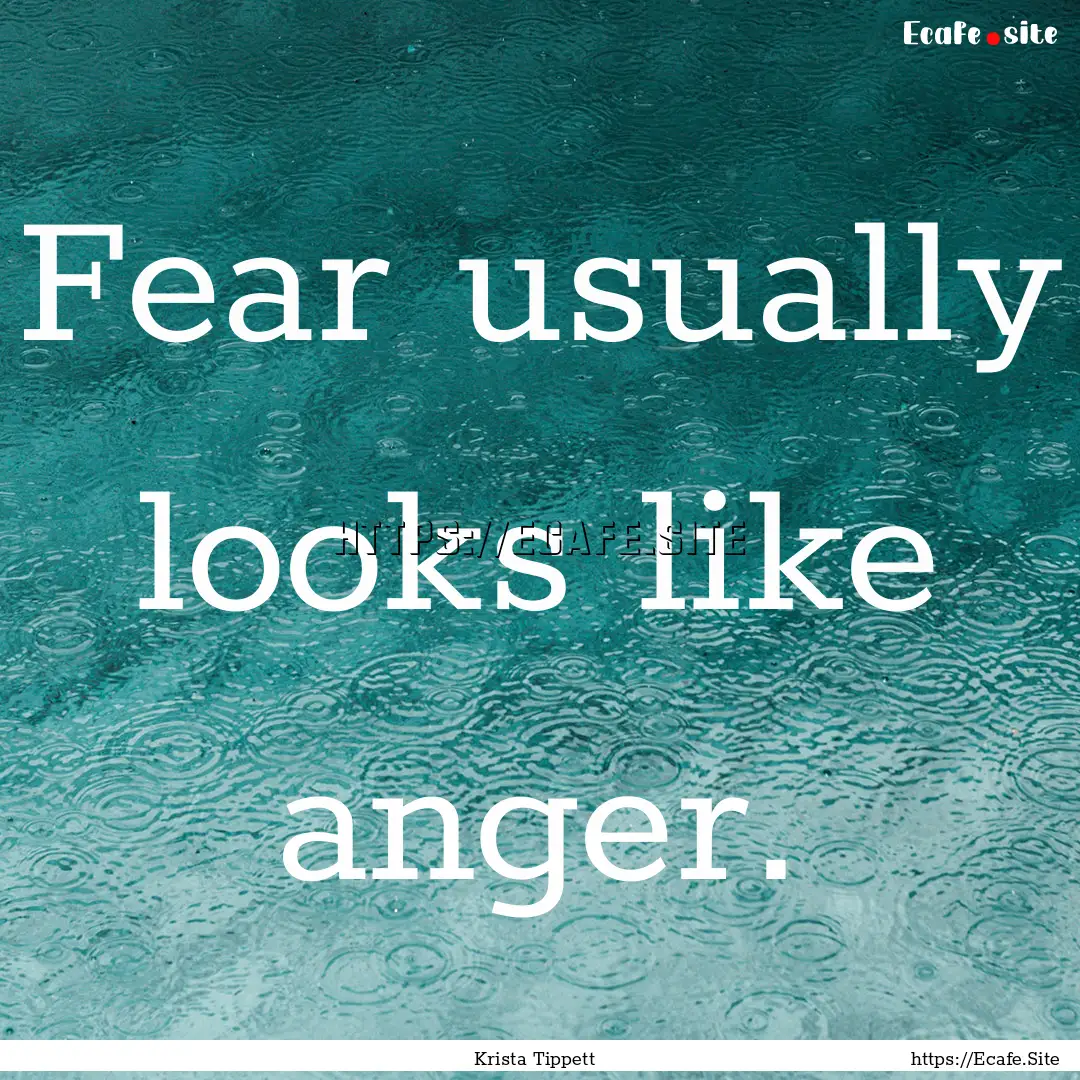 Fear usually looks like anger. : Quote by Krista Tippett