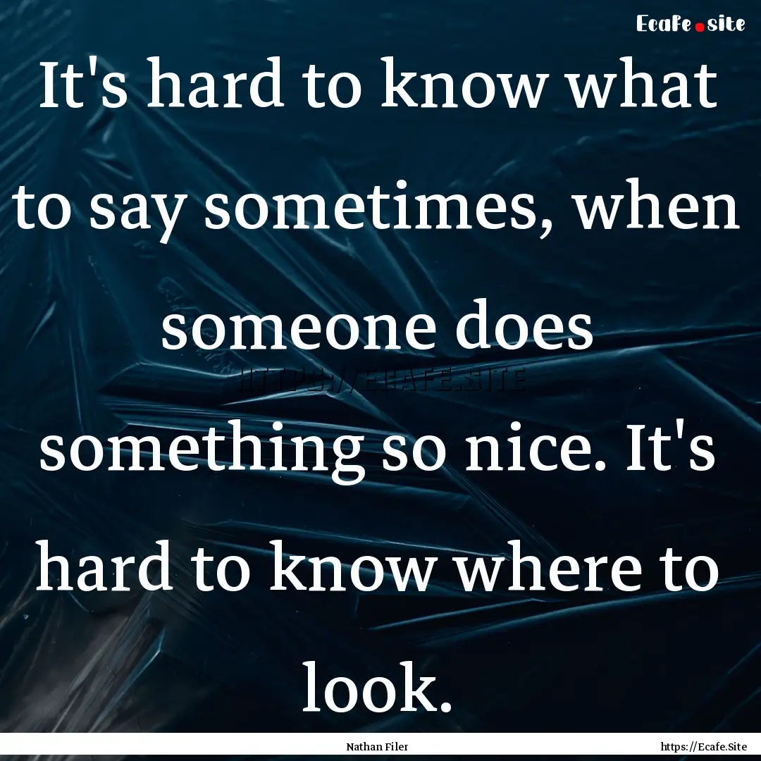 It's hard to know what to say sometimes,.... : Quote by Nathan Filer