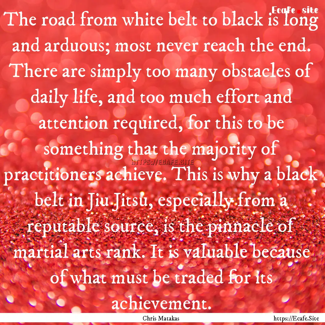 The road from white belt to black is long.... : Quote by Chris Matakas