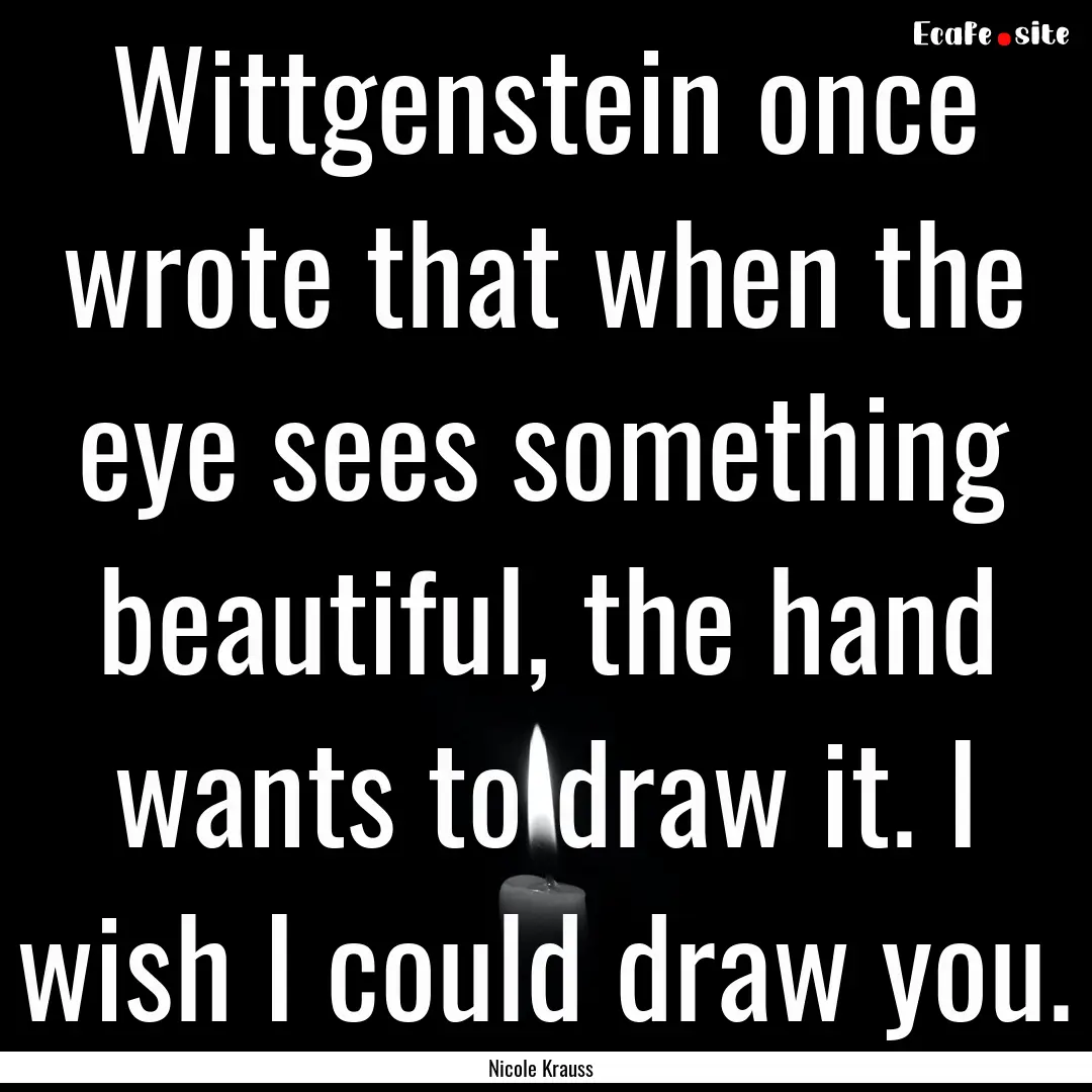 Wittgenstein once wrote that when the eye.... : Quote by Nicole Krauss