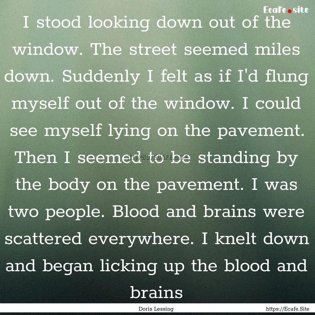 I stood looking down out of the window. The.... : Quote by Doris Lessing