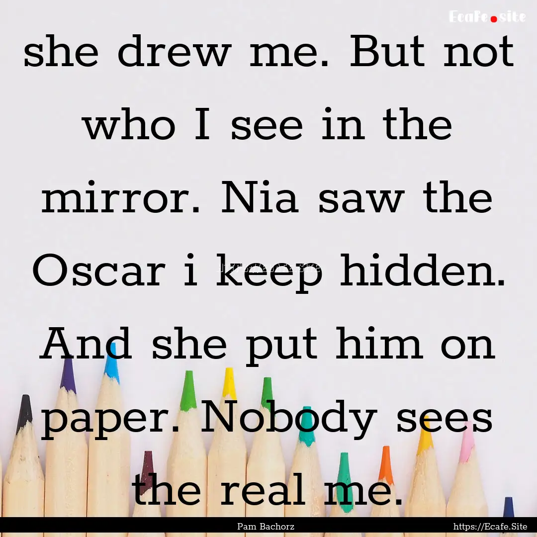 she drew me. But not who I see in the mirror..... : Quote by Pam Bachorz