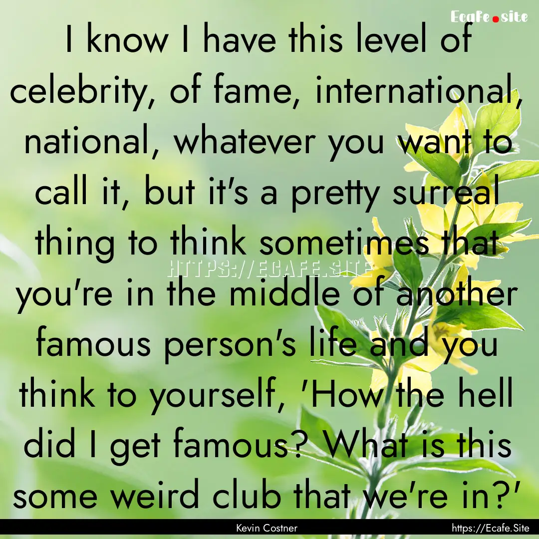 I know I have this level of celebrity, of.... : Quote by Kevin Costner