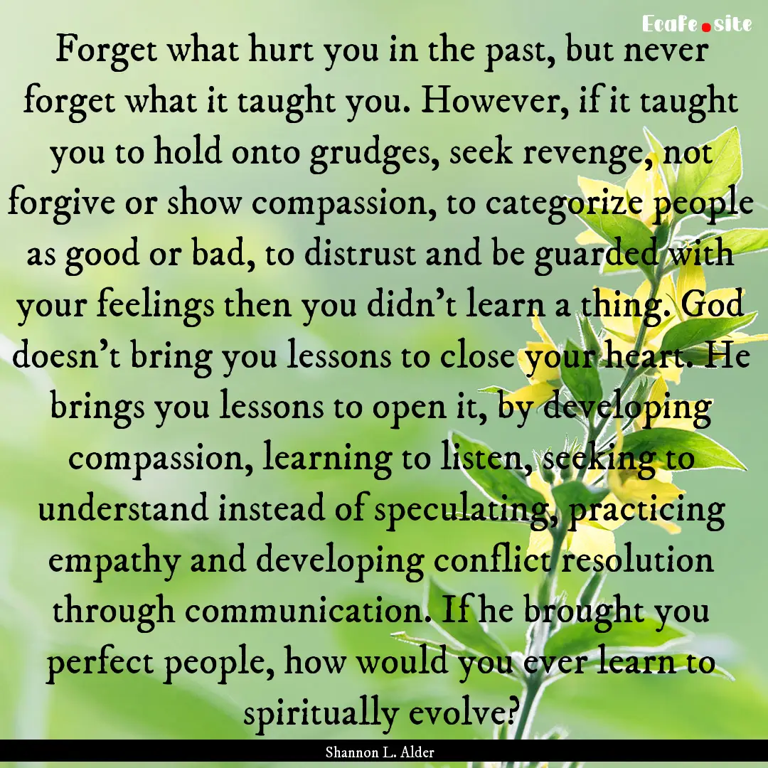 Forget what hurt you in the past, but never.... : Quote by Shannon L. Alder