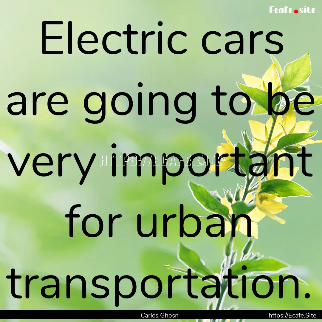 Electric cars are going to be very important.... : Quote by Carlos Ghosn