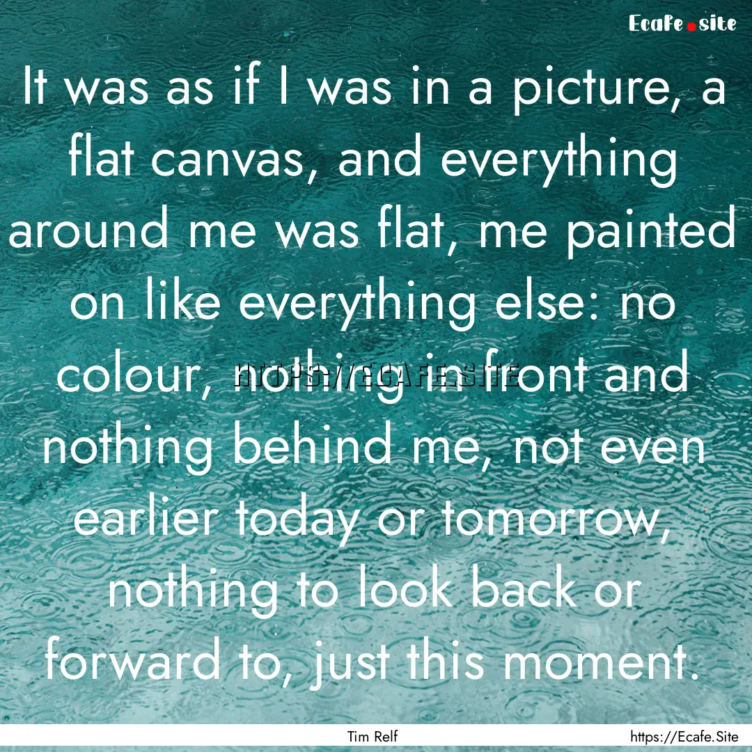 It was as if I was in a picture, a flat canvas,.... : Quote by Tim Relf