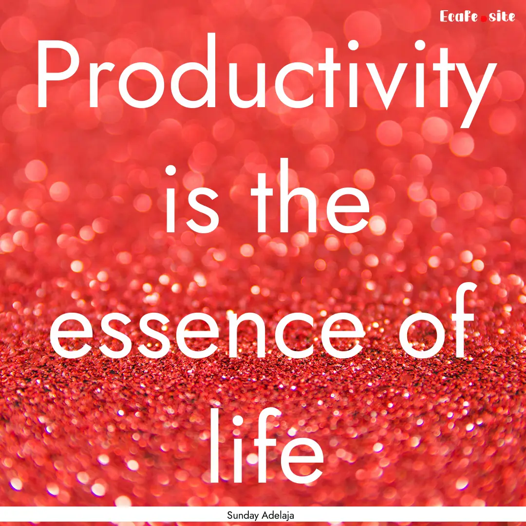 Productivity is the essence of life : Quote by Sunday Adelaja