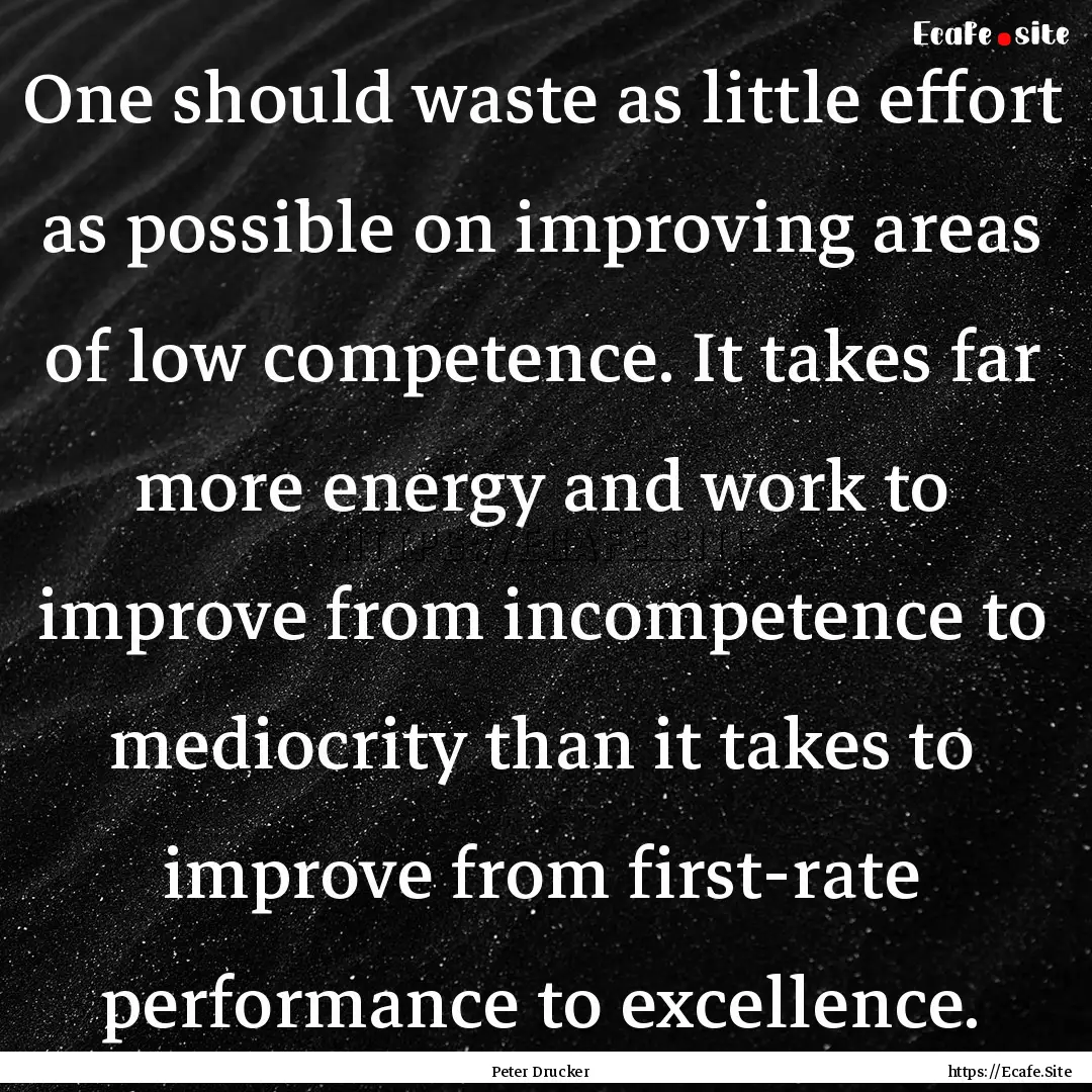 One should waste as little effort as possible.... : Quote by Peter Drucker