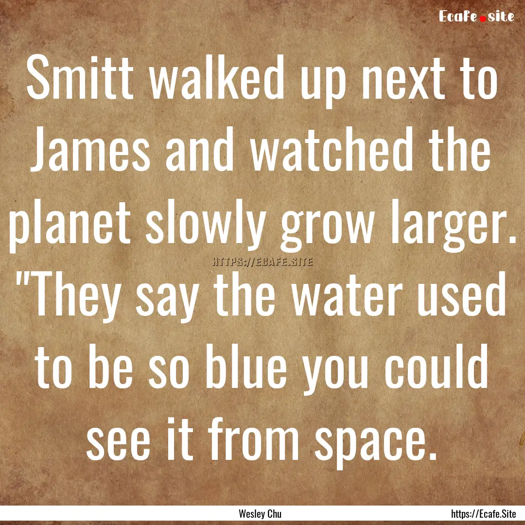 Smitt walked up next to James and watched.... : Quote by Wesley Chu