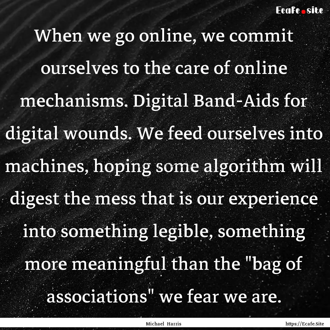 When we go online, we commit ourselves to.... : Quote by Michael Harris