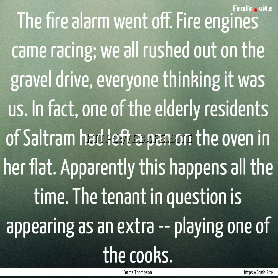 The fire alarm went off. Fire engines came.... : Quote by Emma Thompson