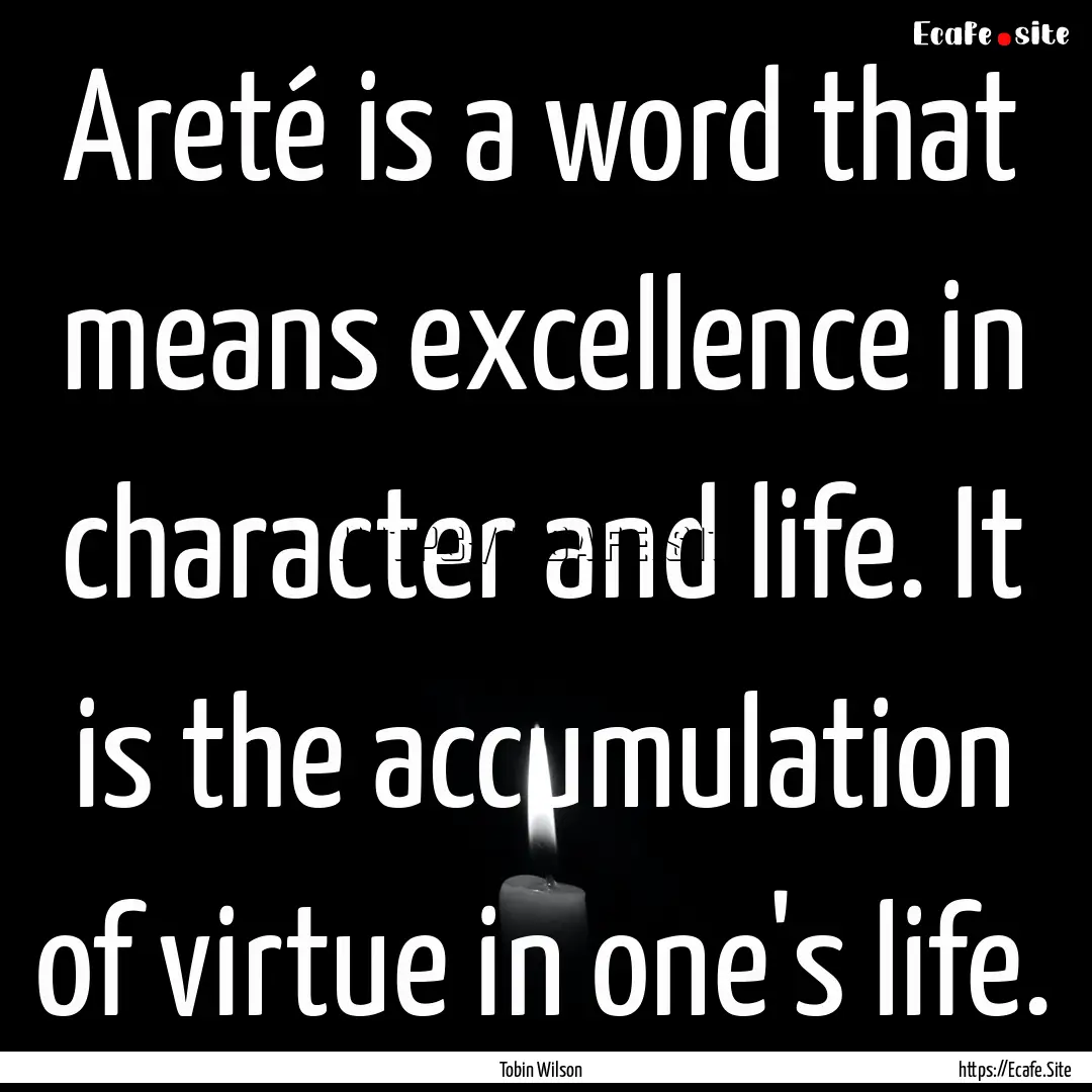 Areté is a word that means excellence in.... : Quote by Tobin Wilson