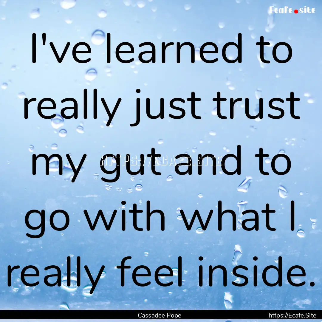 I've learned to really just trust my gut.... : Quote by Cassadee Pope