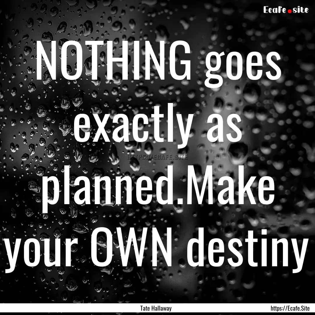 NOTHING goes exactly as planned.Make your.... : Quote by Tate Hallaway