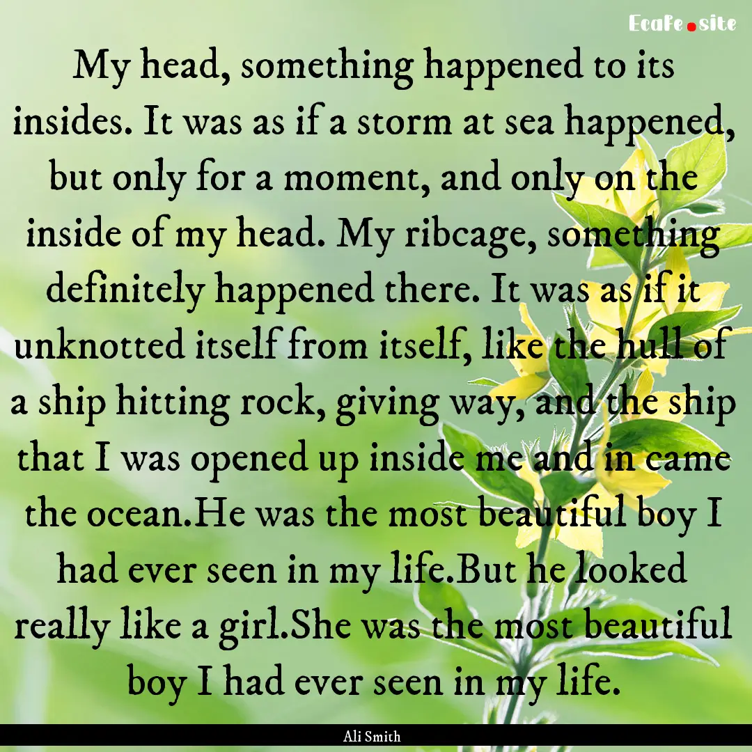 My head, something happened to its insides..... : Quote by Ali Smith