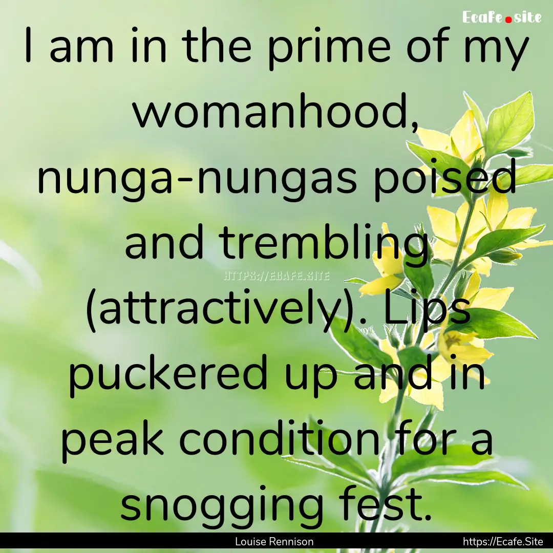 I am in the prime of my womanhood, nunga-nungas.... : Quote by Louise Rennison