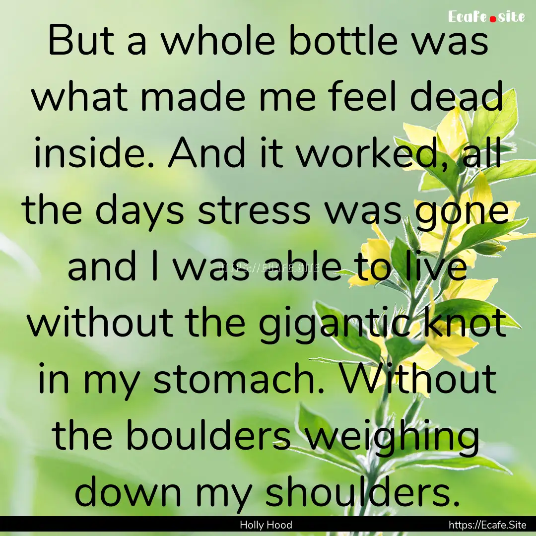 But a whole bottle was what made me feel.... : Quote by Holly Hood