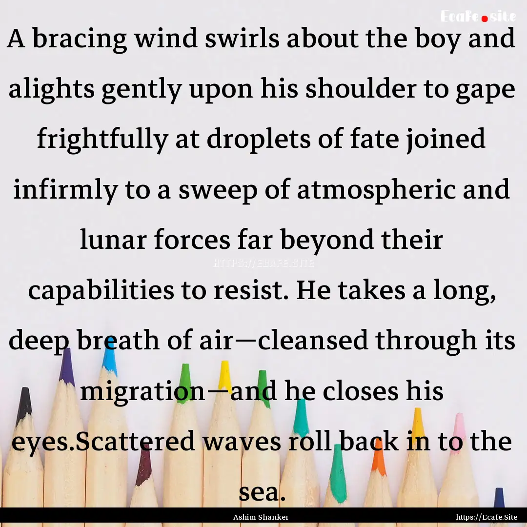 A bracing wind swirls about the boy and alights.... : Quote by Ashim Shanker