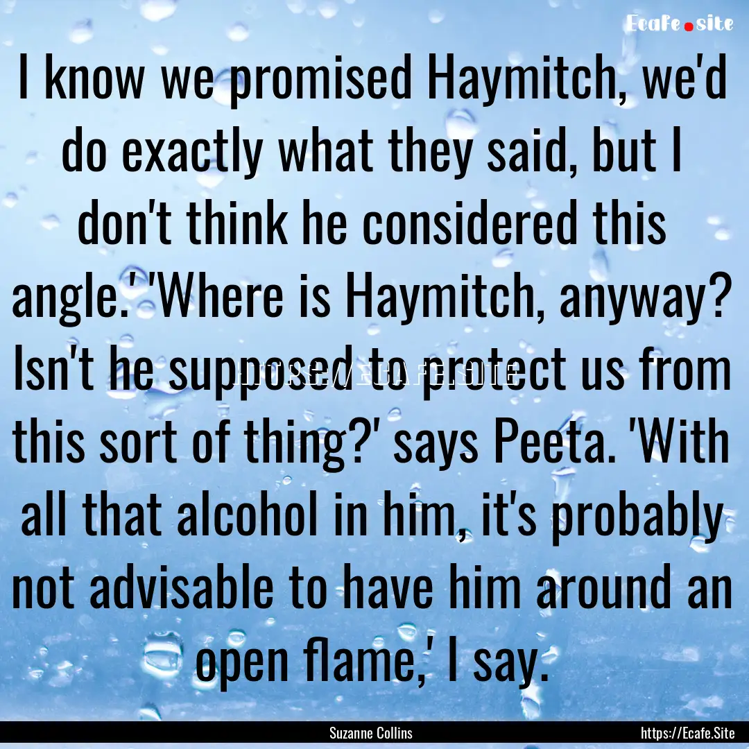 I know we promised Haymitch, we'd do exactly.... : Quote by Suzanne Collins