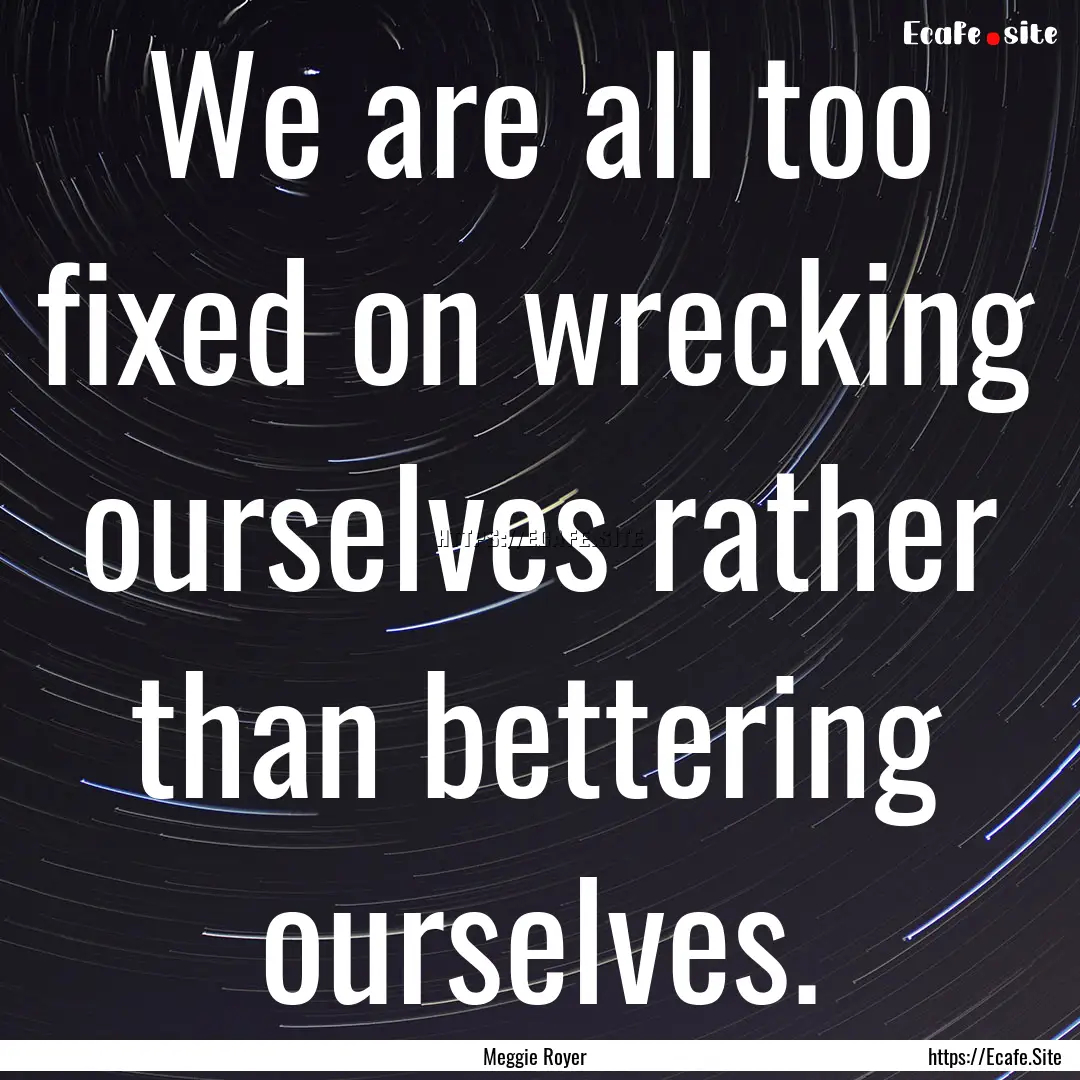 We are all too fixed on wrecking ourselves.... : Quote by Meggie Royer