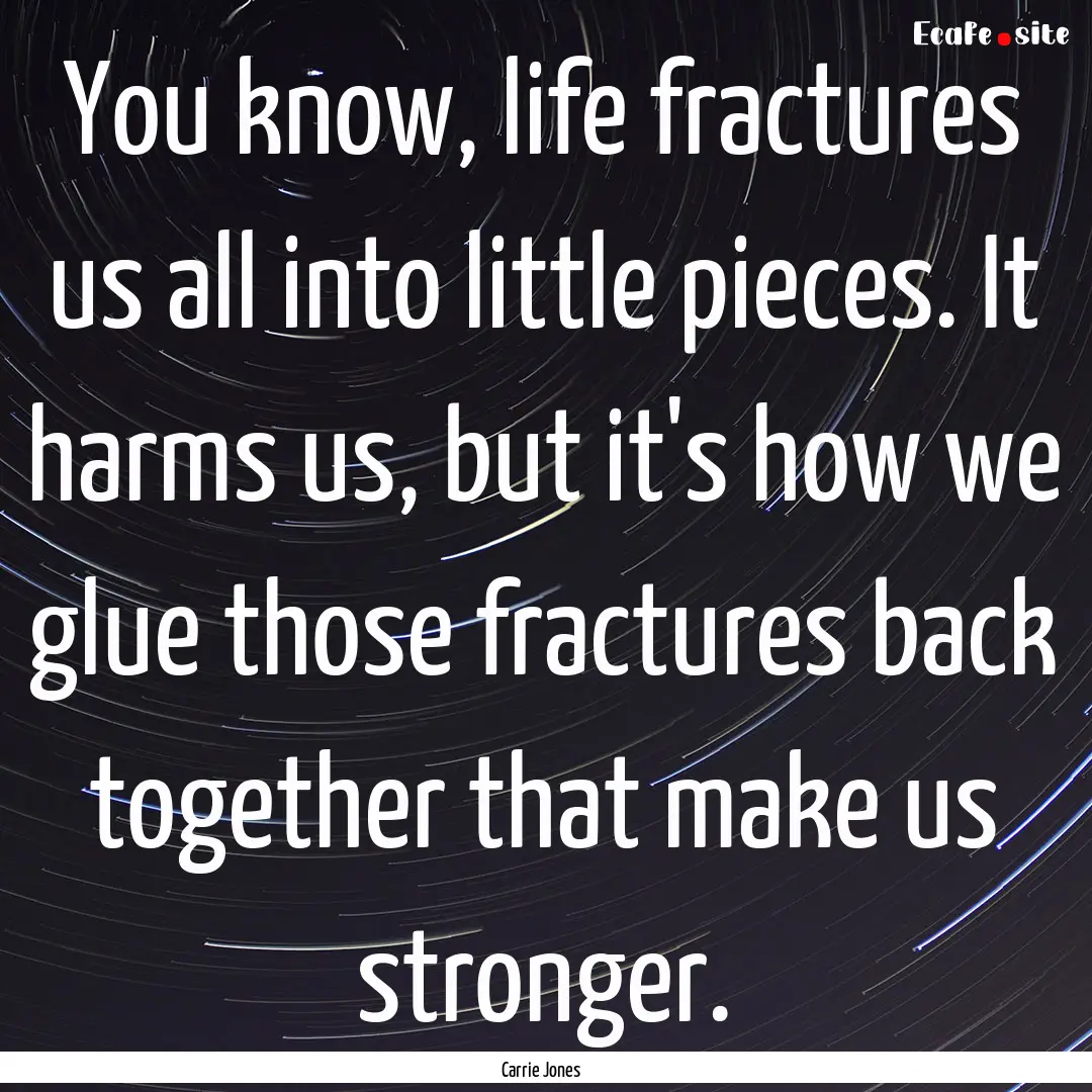 You know, life fractures us all into little.... : Quote by Carrie Jones