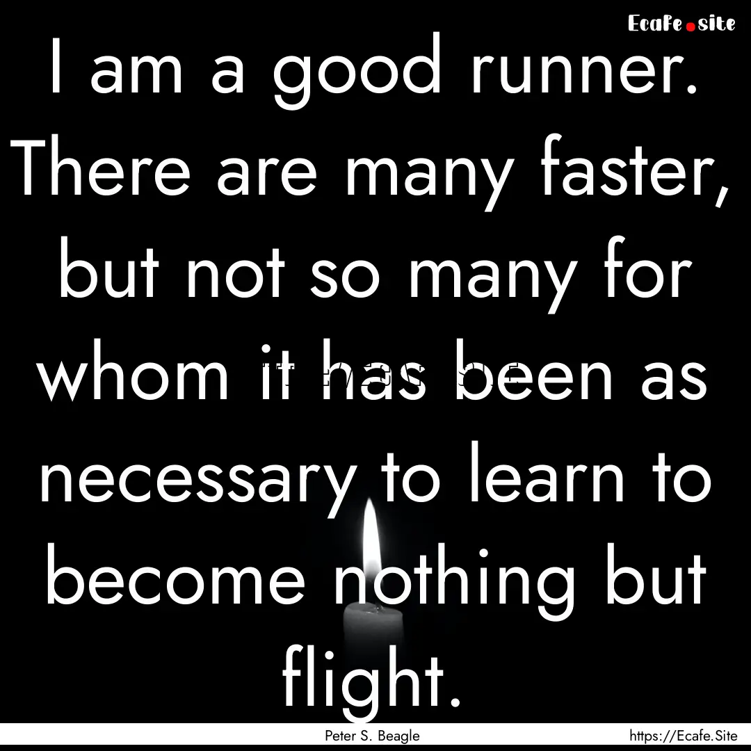 I am a good runner. There are many faster,.... : Quote by Peter S. Beagle