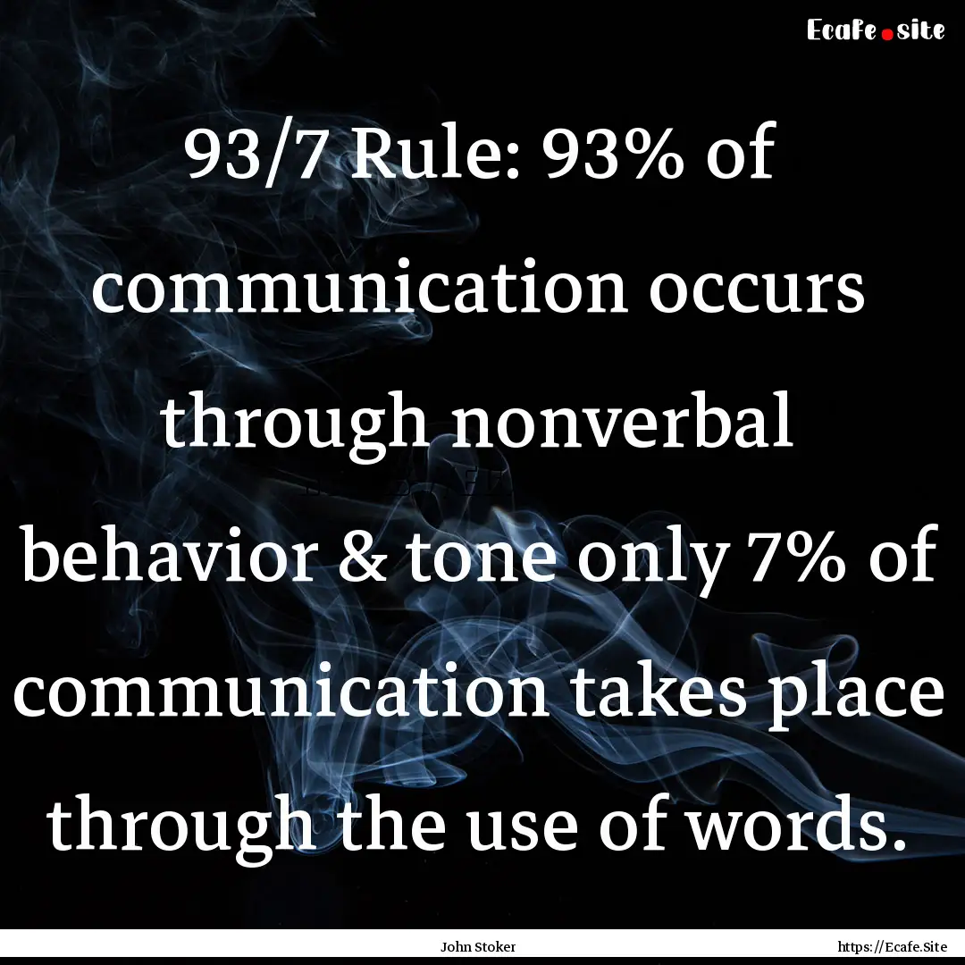 93/7 Rule: 93% of communication occurs through.... : Quote by John Stoker