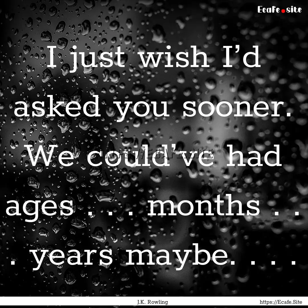 I just wish I’d asked you sooner. We could’ve.... : Quote by J.K. Rowling