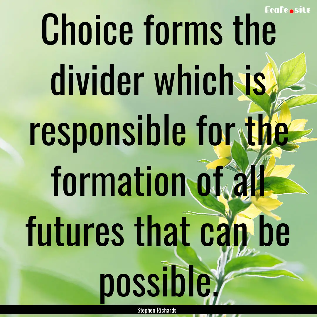 Choice forms the divider which is responsible.... : Quote by Stephen Richards